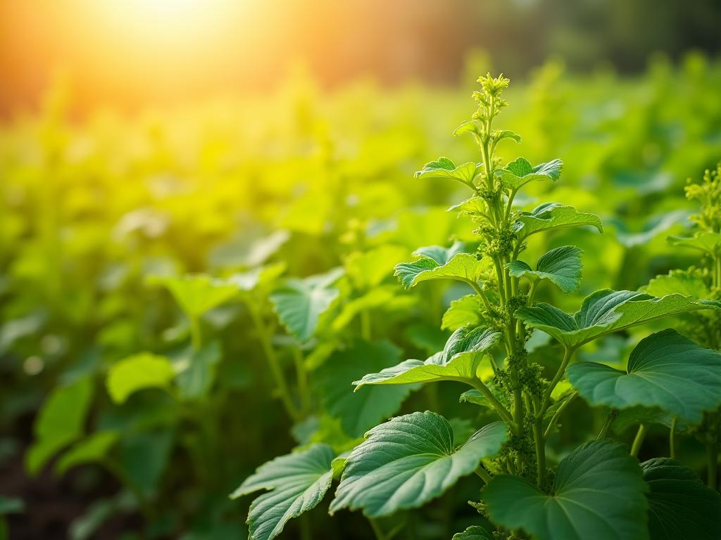 豊かな緑の自然の中で育つスパイス植物、持続可能な農法